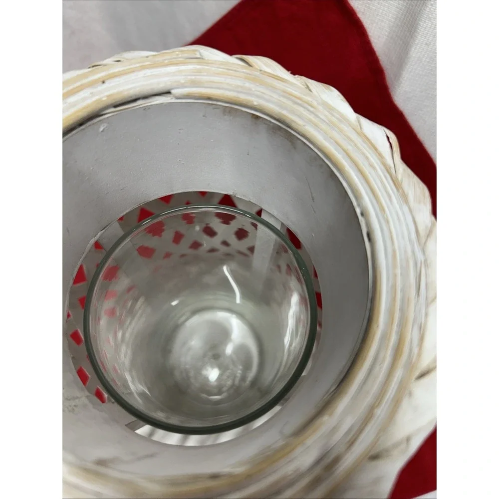 Large Whitewashed Rattan Hurricane Lantern Unique Boho Indoor Or Outdoor Decor